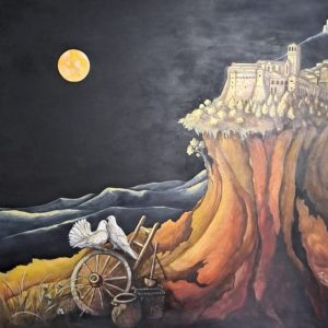 Opera n° 13 "Secoli di storia sotto gli occhi della luna" Giuliano Belloni | L?arte donata per la campagna elettorale Uniti per Bastia